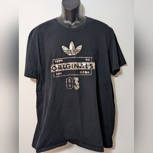Men's Adidas Originals 03 T Shirt Size 2XL Black 100%Cotton Metallic Logo
